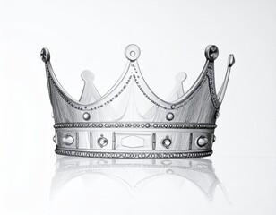 Detailed grayscale pencil sketch of a royal crown reflecting below