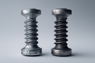 Two Metal Screws Placed Side by Side &mdash; Industrial Detail Close-Up