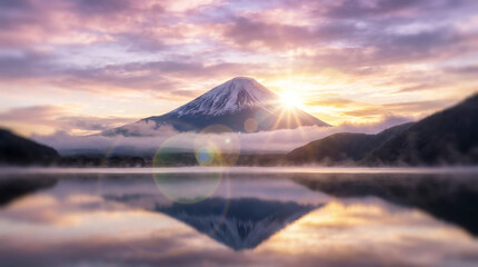 富士山　初日の出　夜明け　元旦　お正月　日本 Generative AI