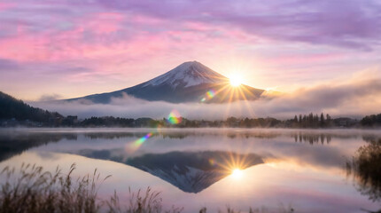 富士山　初日の出 　ai生成画像	
