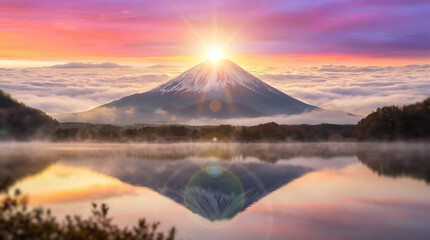 富士山　初日の出 　ai生成画像	
