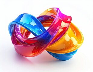 3D abstract colorful ribbon shape intertwined
