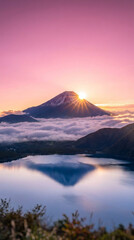 富士山　初日の出　夜明け　元旦　お正月　日本 Generative AI