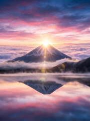 富士山　初日の出 　ai生成画像	
