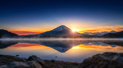 富士山　初日の出　夜明け　元旦　お正月　日本 Generative AI