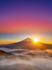 富士山　初日の出　夜明け　元旦　お正月　日本 Generative AI