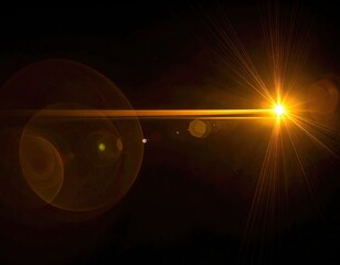 Bright golden light burst with lens flares against a dark backdrop