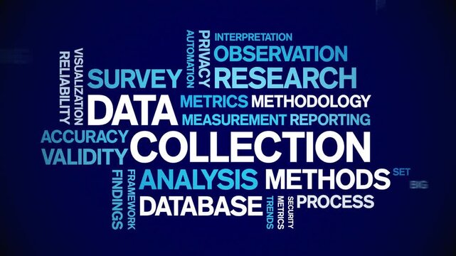 Data Collection animated word cloud-text design animation tag kinetic typography seamless loop.