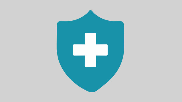 Teal shield icon with a white plus sign symbolizing safety and medical care