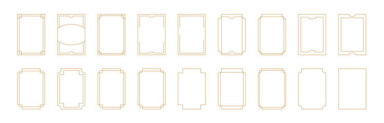 Thin vintage gold frame for your design. Vintage cover. Place for text. rectangle shape vintage box, minimal black decoration element, editable stroke. Vector illustration.