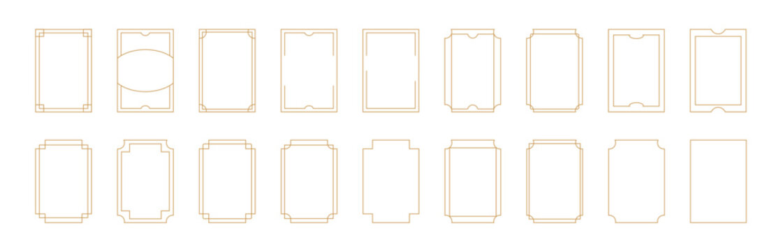 Thin vintage gold frame for your design. Vintage cover. Place for text. rectangle shape vintage box, minimal black decoration element, editable stroke. Vector illustration.