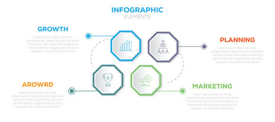 Infographic design with icons and 4 options or steps. Infographics for business concept. Can be used for your business. Thin line design with numbers 4 options or steps. Vector. 