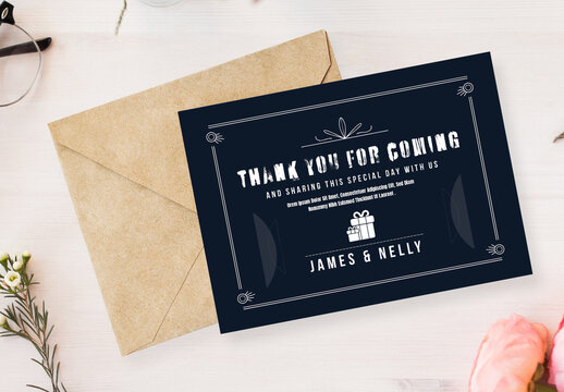 Elegant Invitation Thank You Card Design Layout