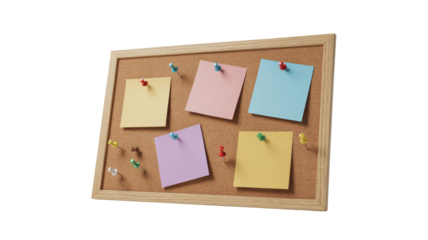 Cork Board with Colorful Sticky Notes