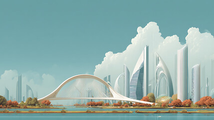 An illustration of future cities designed to withstand extreme climate conditions