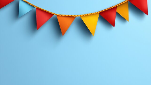 A bunch of triangular flags in red, orange, and yellow.