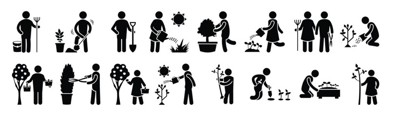  pack of gardening plants glyph icons © goov