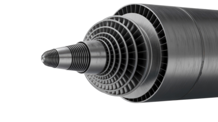 Industrial Turbine Rotor on Transparent Background