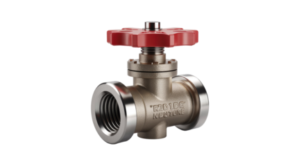 Industrial Valve with Red Handle on Black