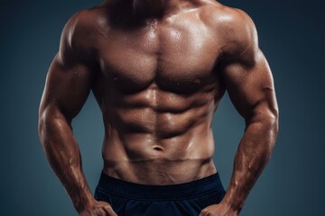 Fototapeta premium Bodybuilding-inspired torso portrait focusing on upper body strength and muscular definition