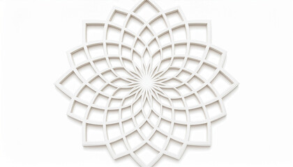 Obraz premium Decorative object featuring subtle Islamic geometric pattern, isolated on white background. Minimal Eid al-Fitr design representing spirituality, tradition, and cultural elegance.