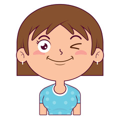 girl short bob hair playful face cartoon cute