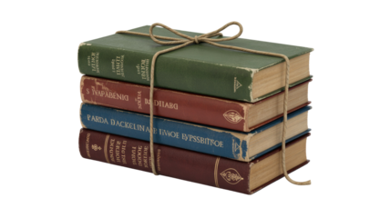 Stack of Antique Books Tied with String