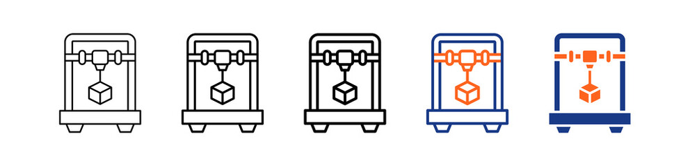 Fototapeta premium 3D Printing Different Set Vector Icon