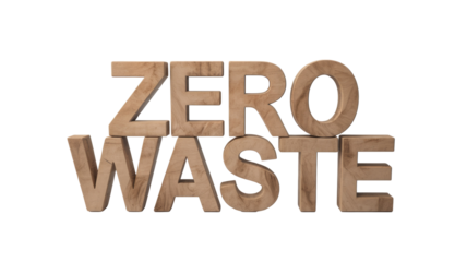 Zero Waste Text on Transparent Background