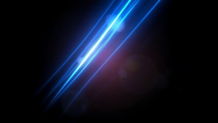 Generative AI Render of Dynamic Blue Energy Strips Crossing a Dark Void