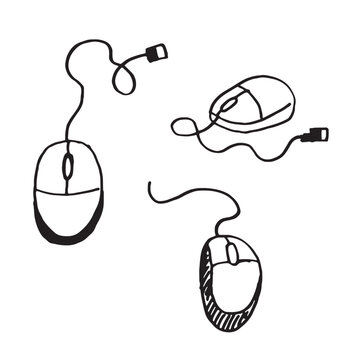 Hand drawn computer mouse doodle.