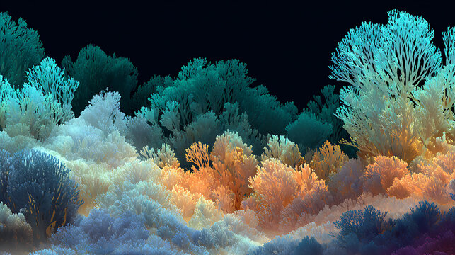 A visualization of coral reef bleaching due to warm ocean temperatures