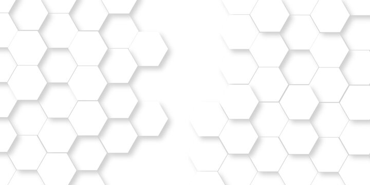 Abstract emboss paper hexagon geometric creative mosaic. white hexagon technology. vector grid honeycomb soccer hexagonal cell structure tile mess. texture emboss bee background.