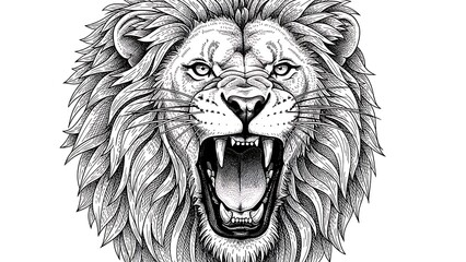 Roaring lion illustration bold graphic art portrait