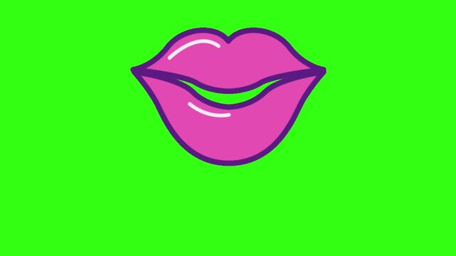 Apply pink lipstick on lips animation 