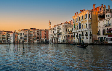 a splendid sunset on the Grand Canal in Venice