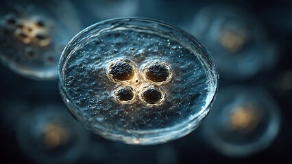 Stunning microscopic view of biological cells in a petri dish, perfect for scientific research, medical publications, and healthcare marketing