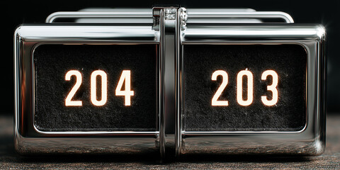 Vintage mechanical counter displaying numbers 204 and 203  