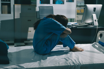 A patient with depression looks outside.