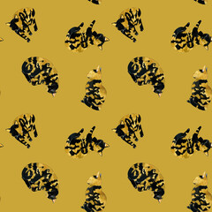 かわいいサビ猫のシームレスパターン　動物・ペットの手描き水彩イラスト背景素材