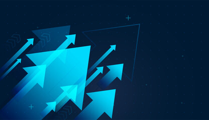 Multiple blue arrows race upward, symbolizing strong market performance. blue arrows abstract background material design
