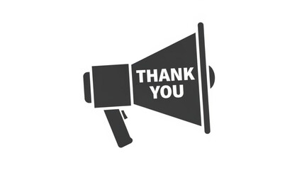 Loudspeaker of Gratitude: A stylized graphic of a megaphone, prominently displaying the words THANK YOU, conveying appreciation, recognition and gratitude.