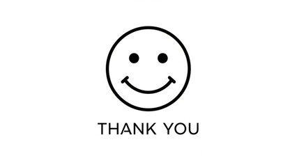 Fototapeta premium Gratitude in Simplicity: A minimalist depiction of a smiling face, accompanied by the words THANK YOU, conveys a message of sincere appreciation. 