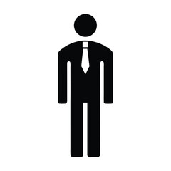 Businessman Icon Black Silhouette &ndash; Professional Corporate Person Symbol, Minimal Vector Illustration for UI, App, and Infographic Design