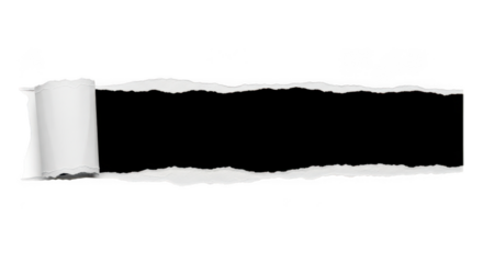 Torn paper effect with black hole, isolated on transparent background