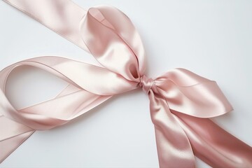 Shimmering pink satin ribbon knot delicate texture bow elegant luxury gift on transparent background