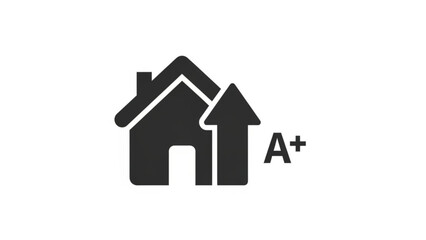 A house icon with an A+ grade symbolizing excellence in a simple graphic illustration