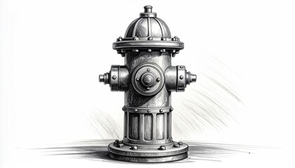 Pencil sketch of a classic fire hydrant on a white background