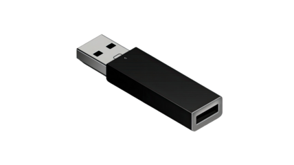 Black USB flash drive portable data storage device metal memory stick modern technology isolated on white background