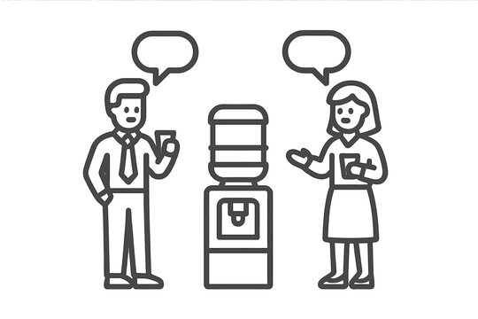 Office Water Cooler Conversation Line Icon